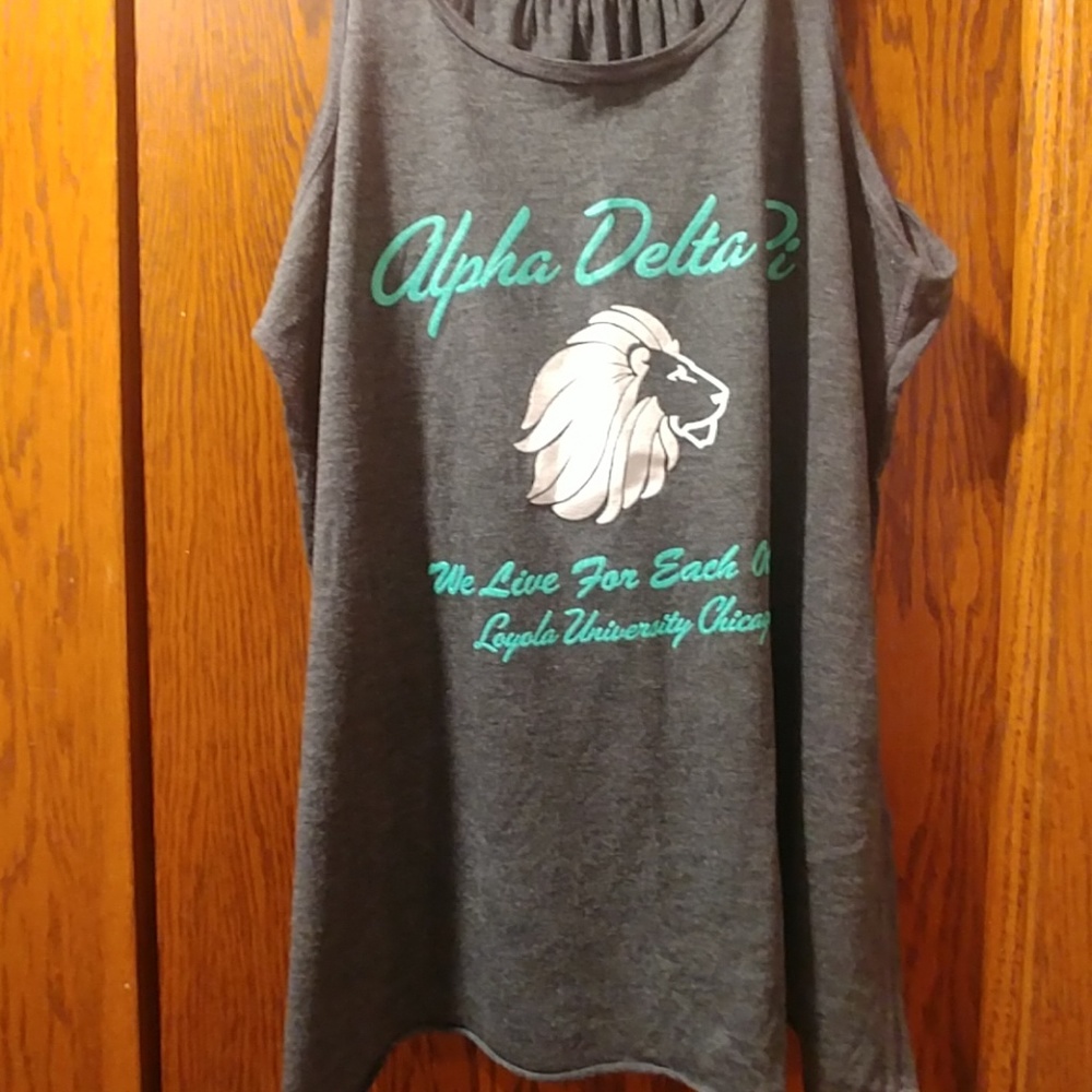 Gray ADPi/ Alpha Delta Pi tank top with motto